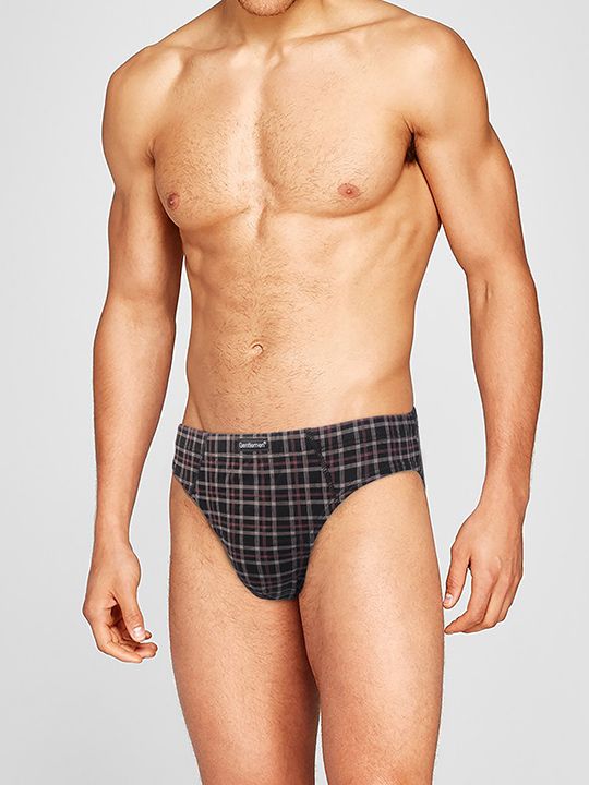 Набор из 2 трусов-слипов в клетку - черных и синих 1