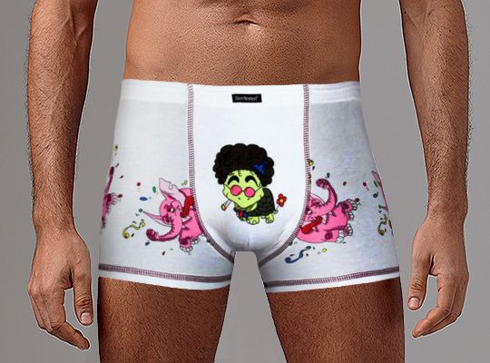 Мужские трусы-боксеры с забавным принтом - слонами и черепахой 1