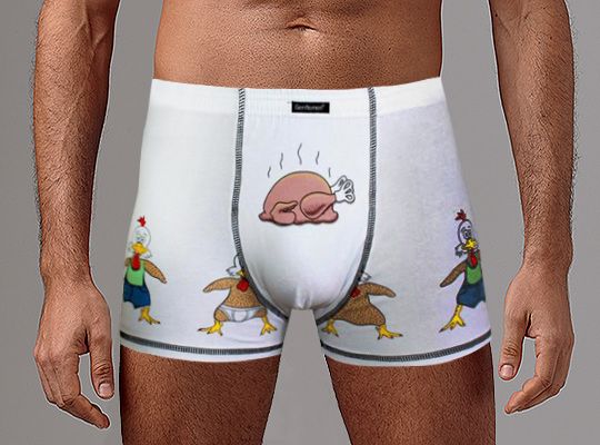 Мужские трусы-боксеры с принтом в виде ощипанных курочек 1
