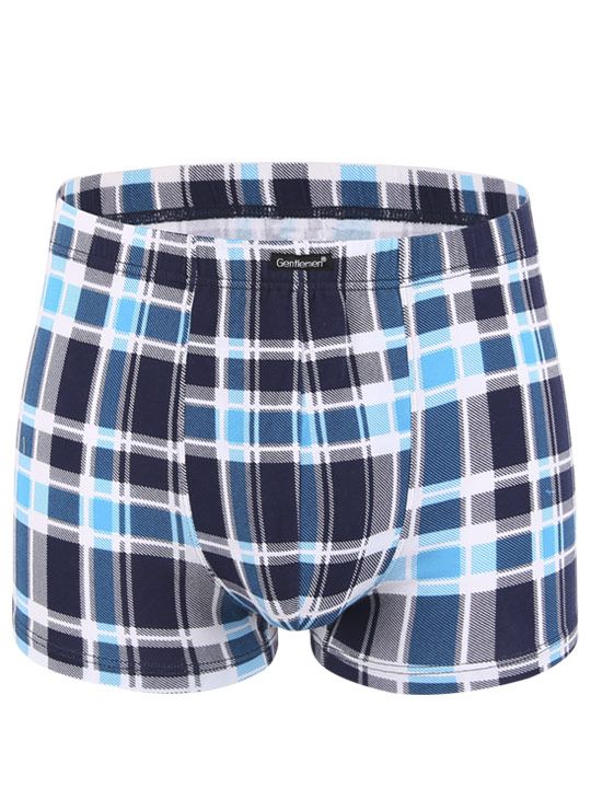 Мужские хлопковые трусы-боксеры в клетку 3