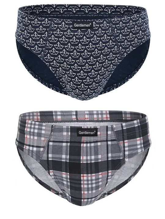 Комплект из 2 трусов-слипов - в клетку и с корабликами 1
