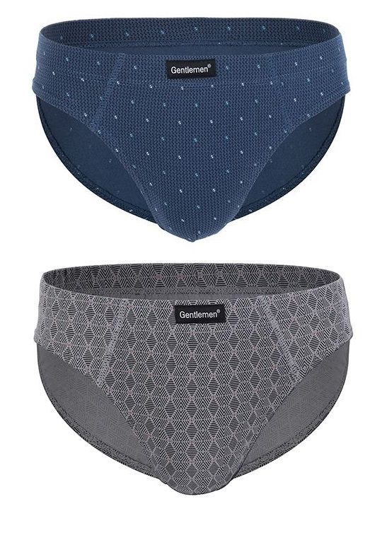 Комплект из двух трусов-слипов с принтом - синих и серых 1