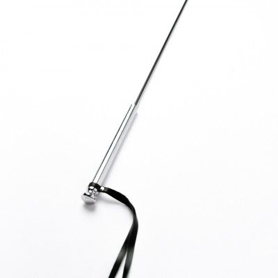 Черный кожаный стек с гладкой ручкой - 55 см. 2