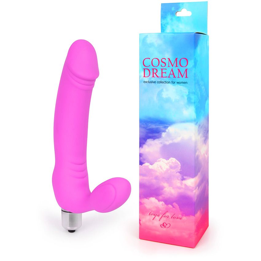 Розовый силиконовый вибромассажер-реалистик - 14,5 см. 2