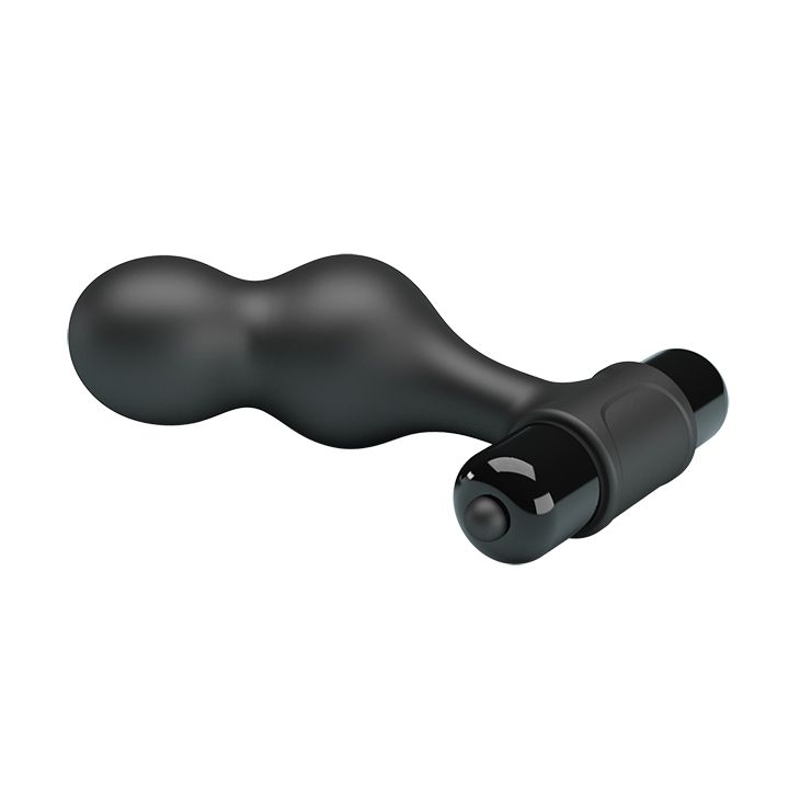 Черная анальная пробка с вибрацией Silicone Vibrating Anal Plug - 10 см. 3