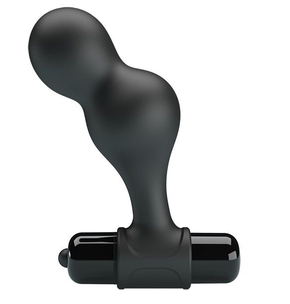 Черная анальная пробка с вибрацией Silicone Vibrating Anal Plug - 10 см. 1