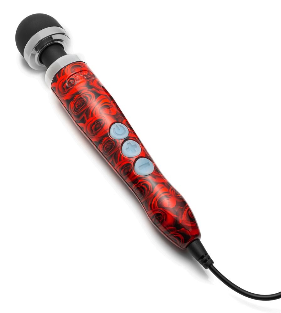 Красно-черный жезловый вибратор Doxy Die Cast 3 с розами 1