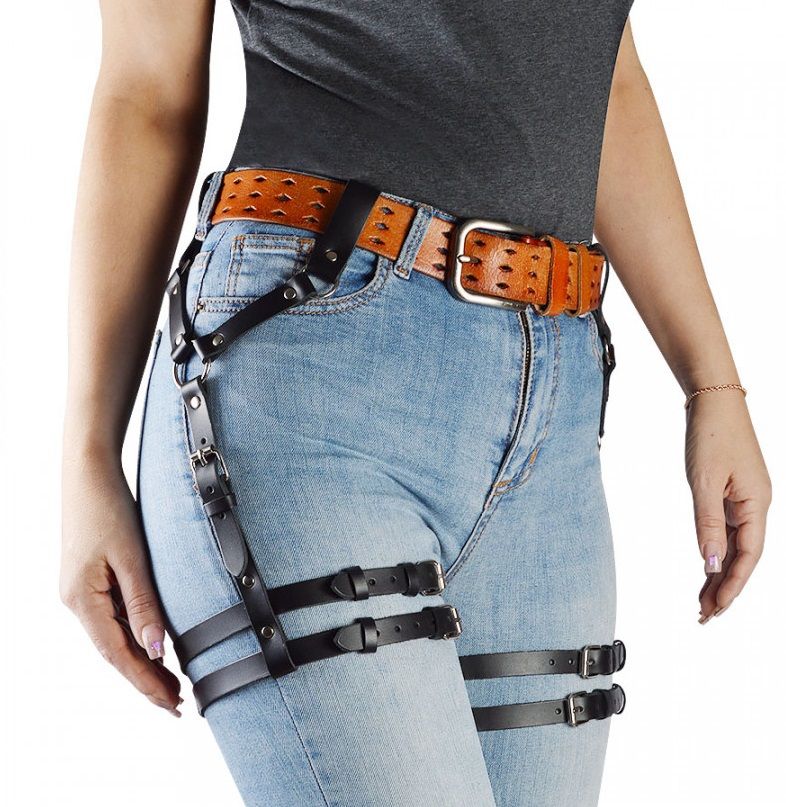 Черные гартеры "Афина" под ремень 2