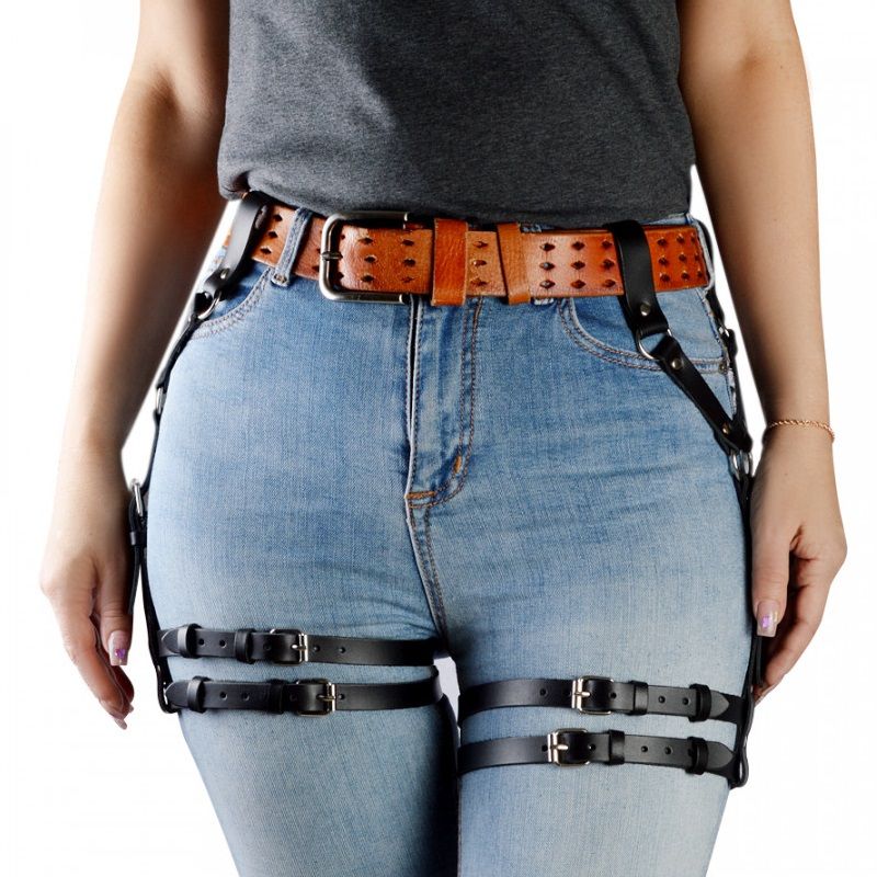 Черные гартеры "Афина" под ремень 1