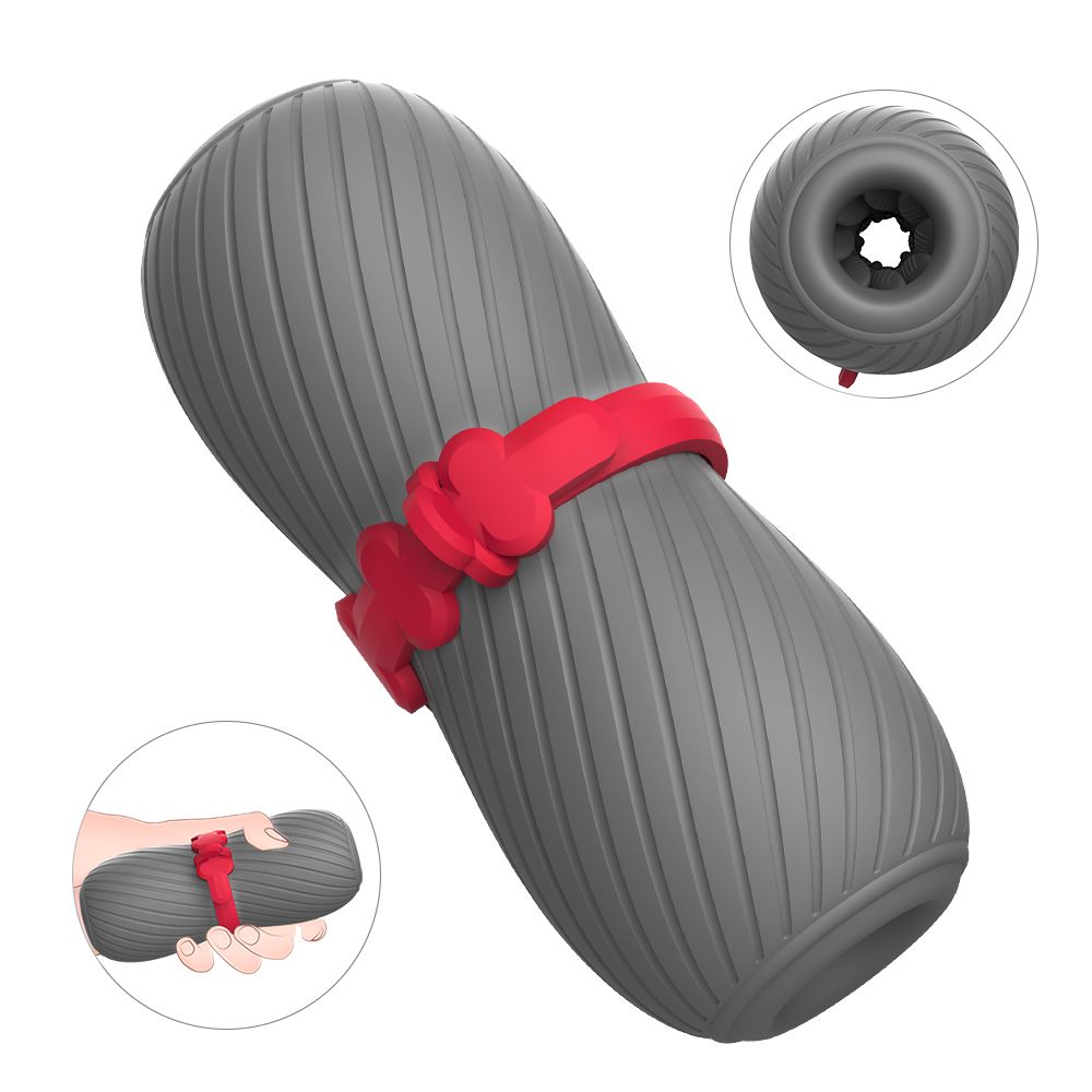 Серый эластичный мастурбатор с утяжкой 2