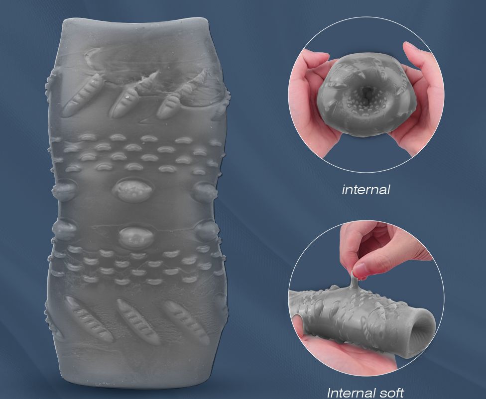 Серый эластичный мастурбатор с утяжкой 3
