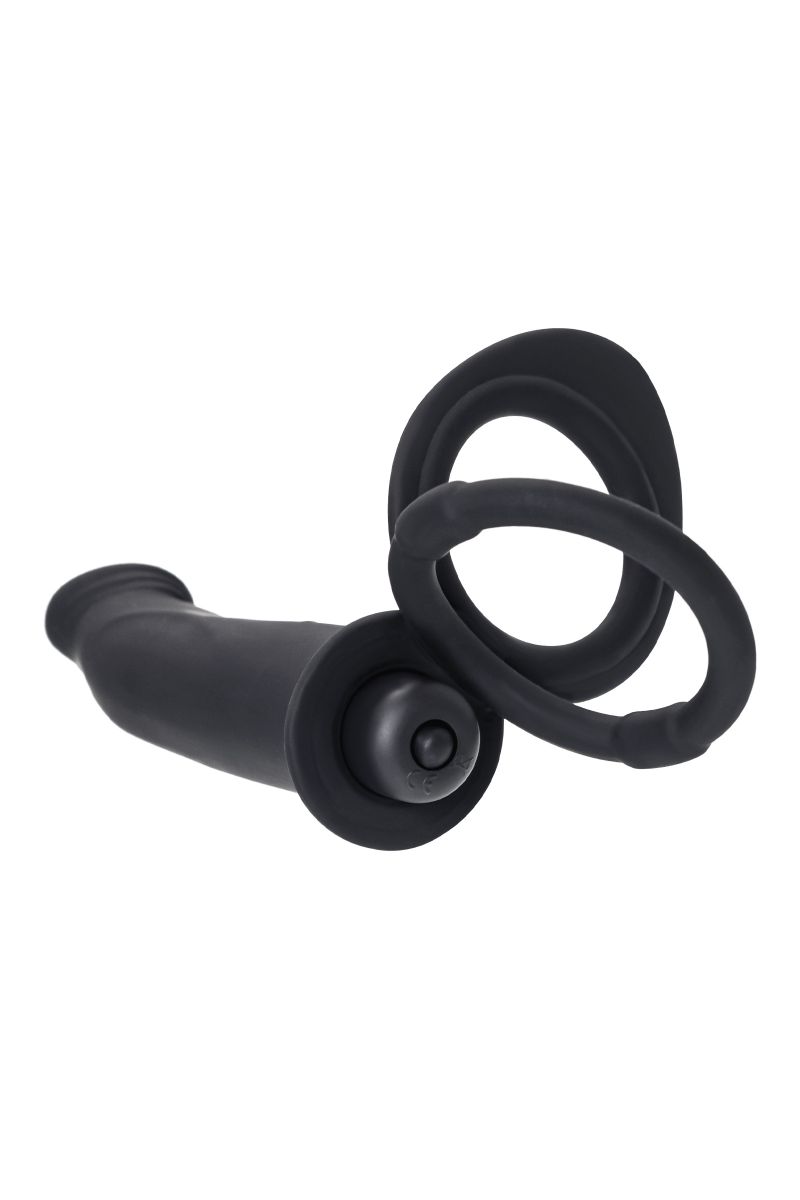 Черная насадка на пенис для двойного проникновения - 19 см. 3