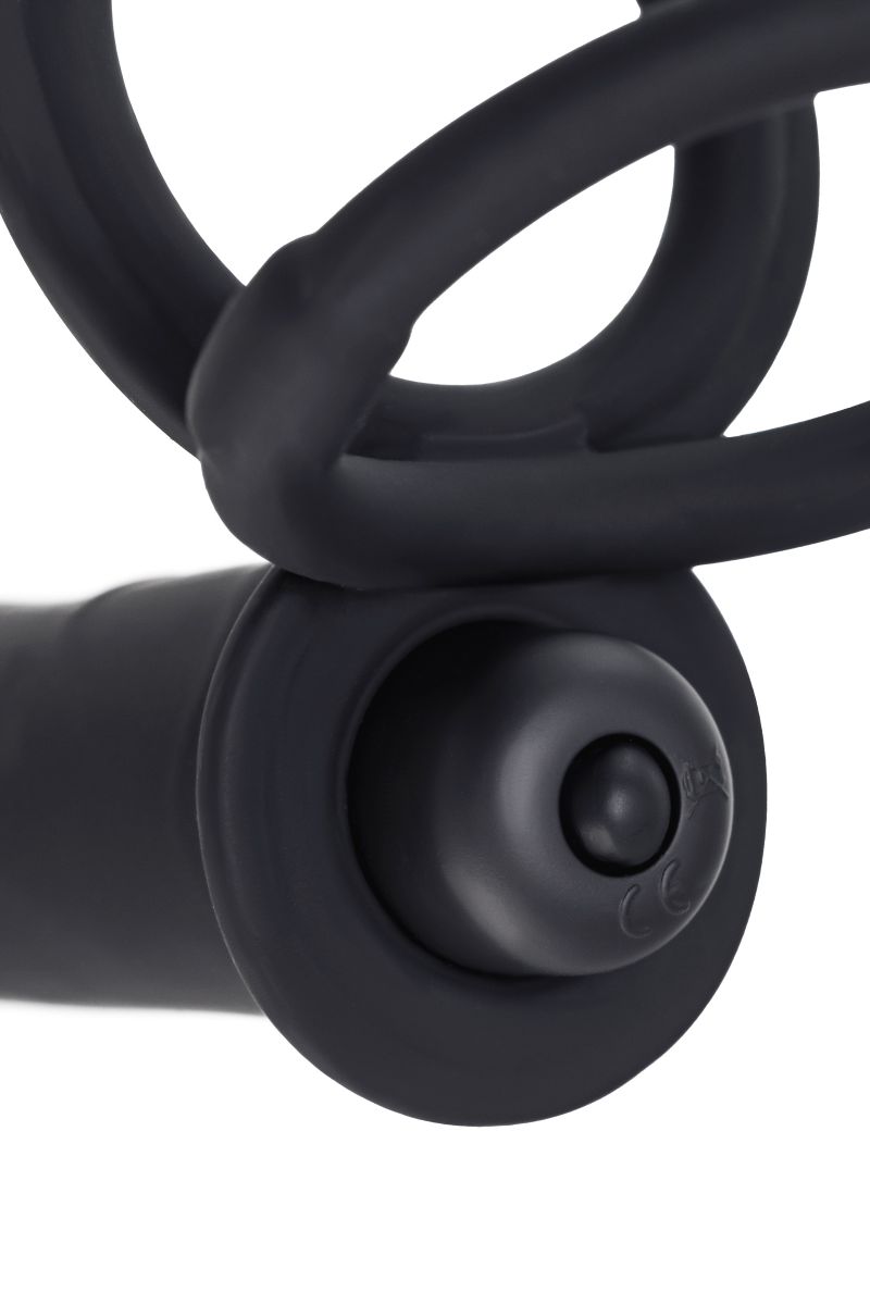Черная насадка на пенис для двойного проникновения - 19 см. 8