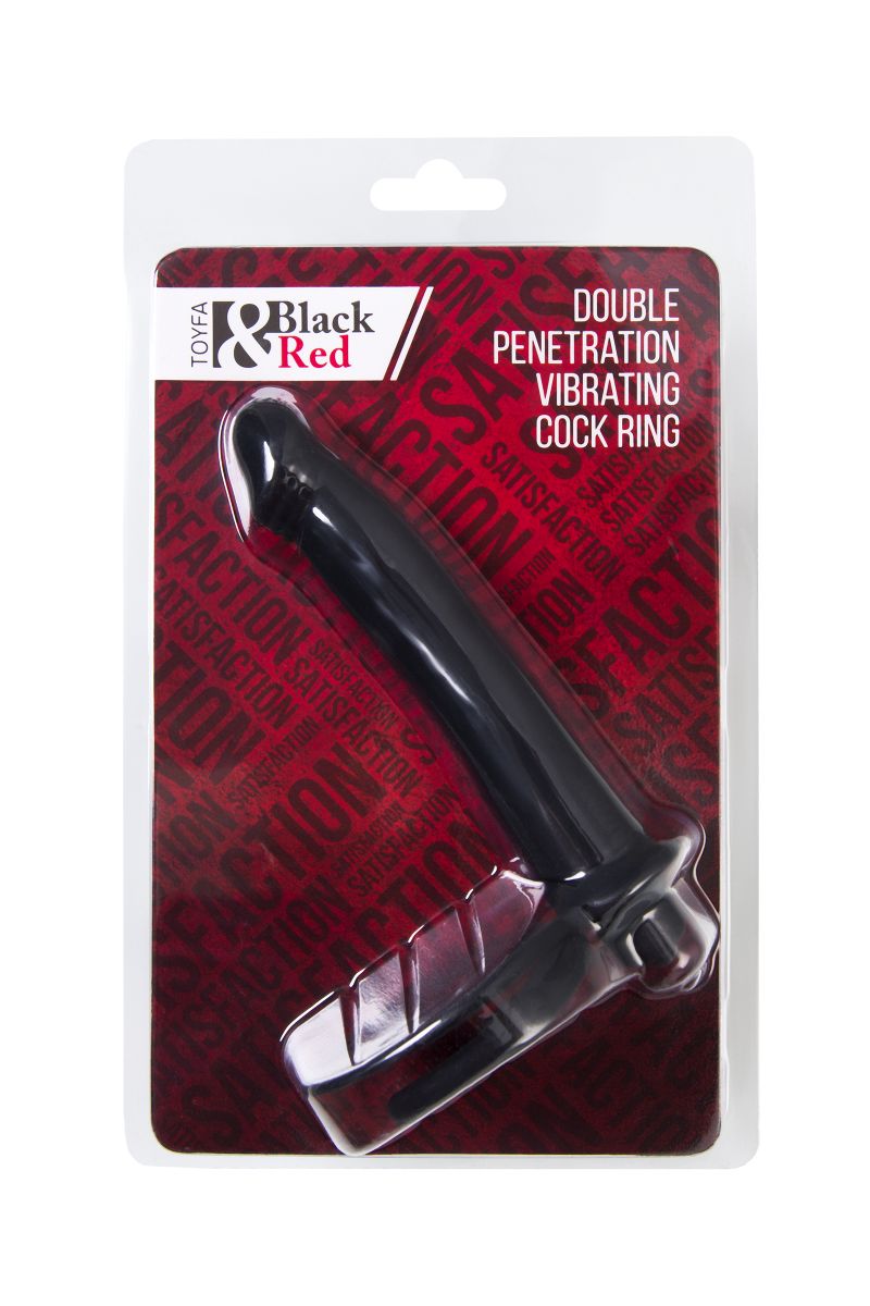 Черная насадка на пенис для двойного проникновения - 19 см. 9