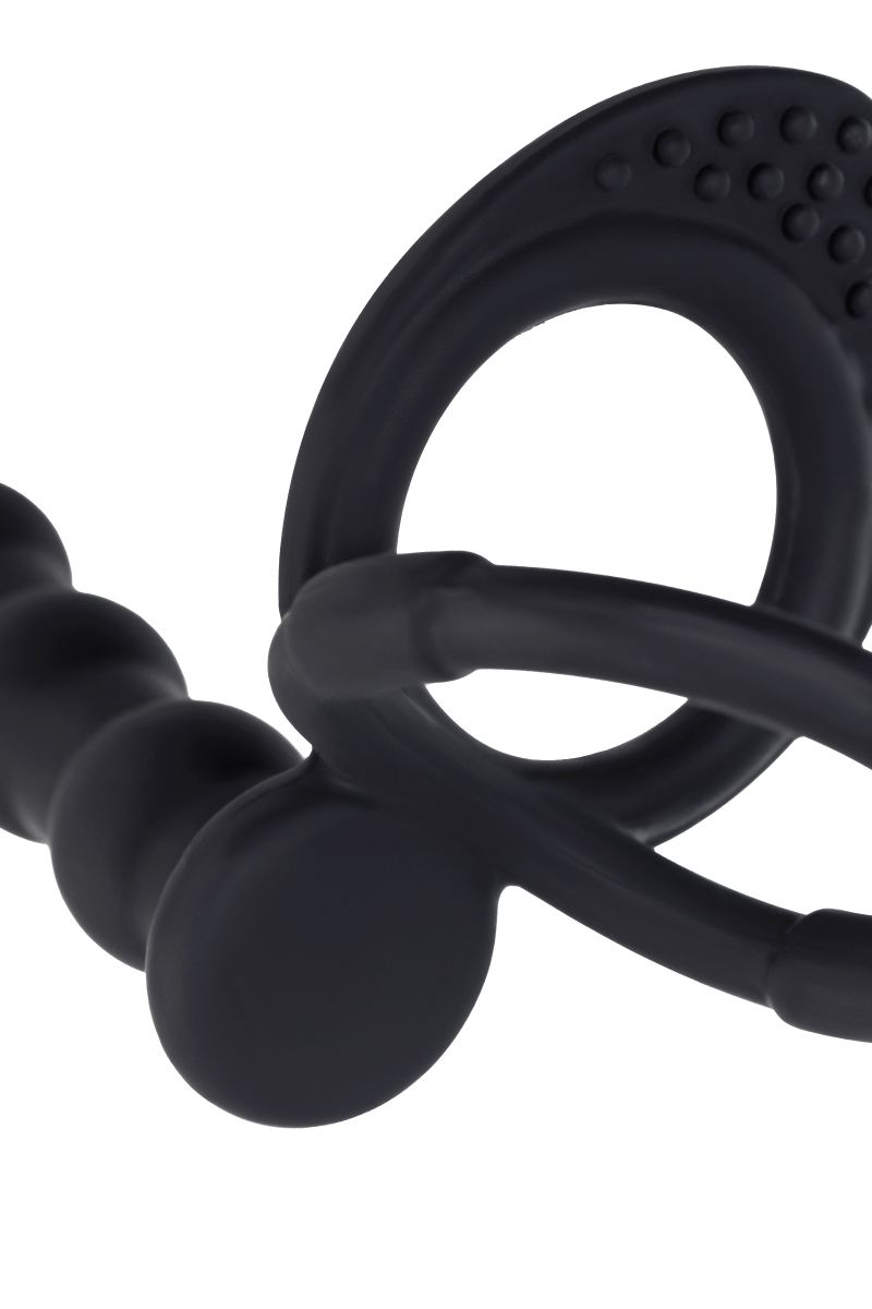 Черная насадка на пенис для двойного проникновения - 19,5 см. 7