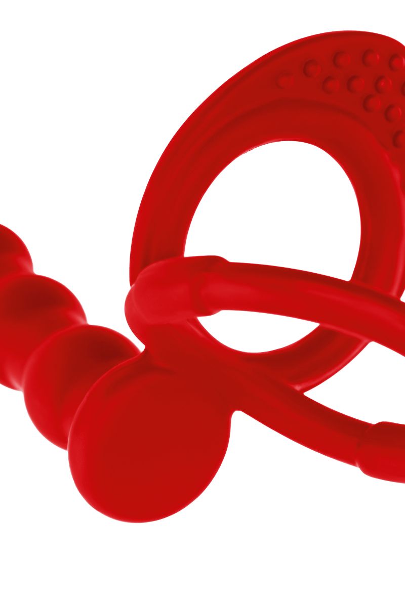 Красная насадка на пенис для двойного проникновения - 19,5 см. 7