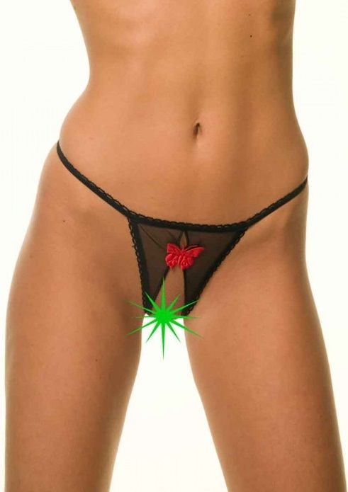 Оригинальные трусики-стринги с бабочкой 1
