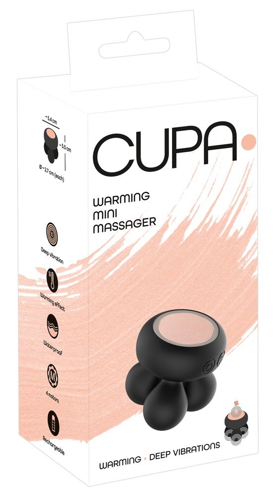 Черный мини-массажер с подогревом Cupa Warming 10