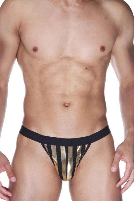 Мужские трусы-тонги в контрастную полоску 1