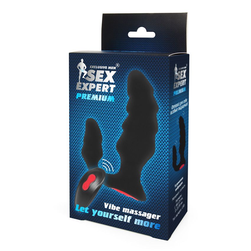 Черный анальный вибростимулятор с пультом ДУ 3