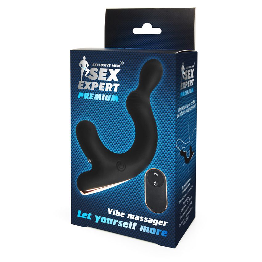 Черный анальный вибромассажёр с отростком для стимуляции мошонки - 18 см. 4