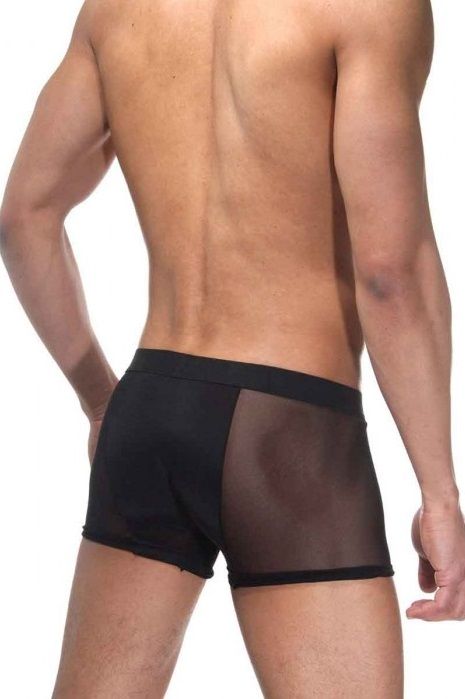 Черные мужские трусы-боксеры с прозрачными вставками по бокам 2
