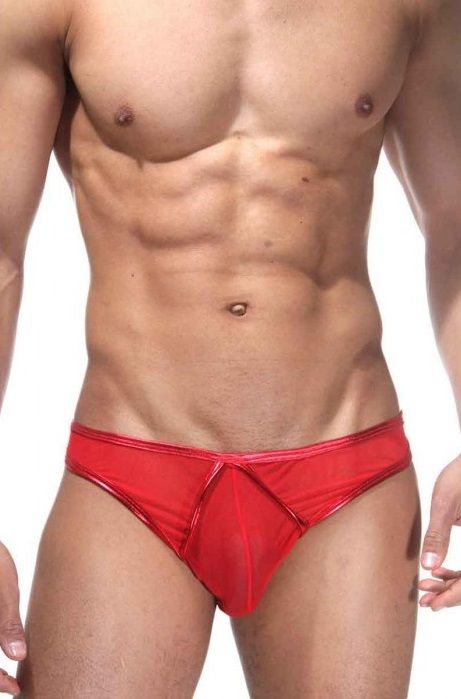 Мужские трусы-слипы с блестящей окантовкой 1