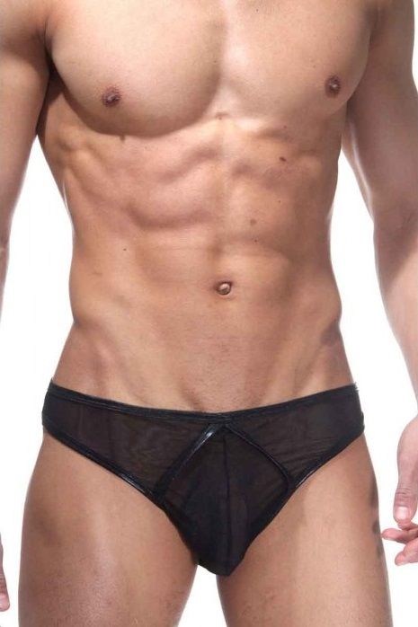 Черные трусы-слипы с блестящей окантовкой 1