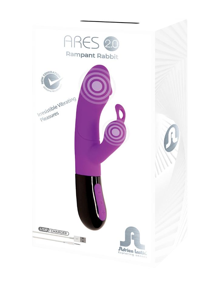 Фиолетовый вибратор-кролик Ares 2.0 - 20,6 см. 3