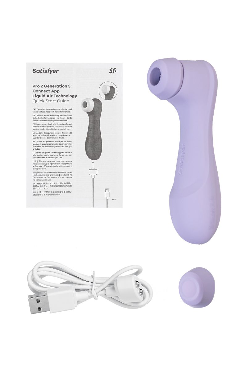 Сиреневый вакуумный стимулятор клитора Satisfyer Pro 2 Generation 3 с управлением через приложение 6