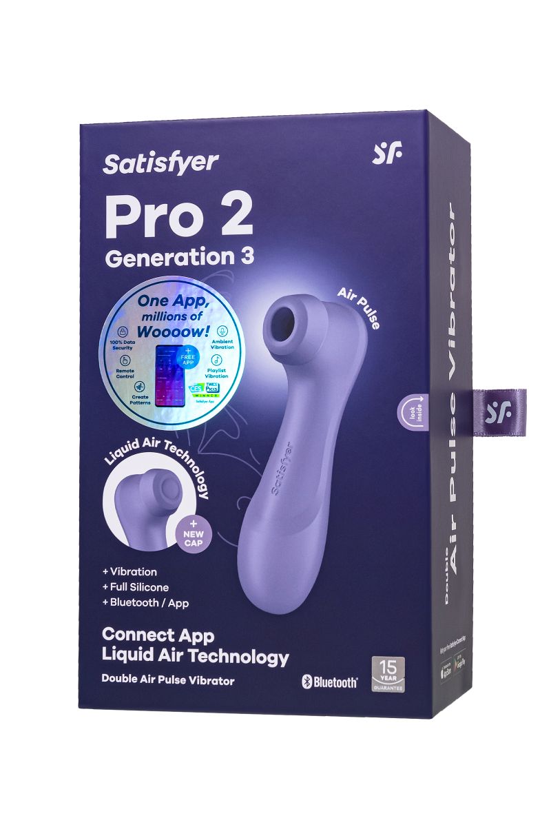 Сиреневый вакуумный стимулятор клитора Satisfyer Pro 2 Generation 3 с управлением через приложение 7
