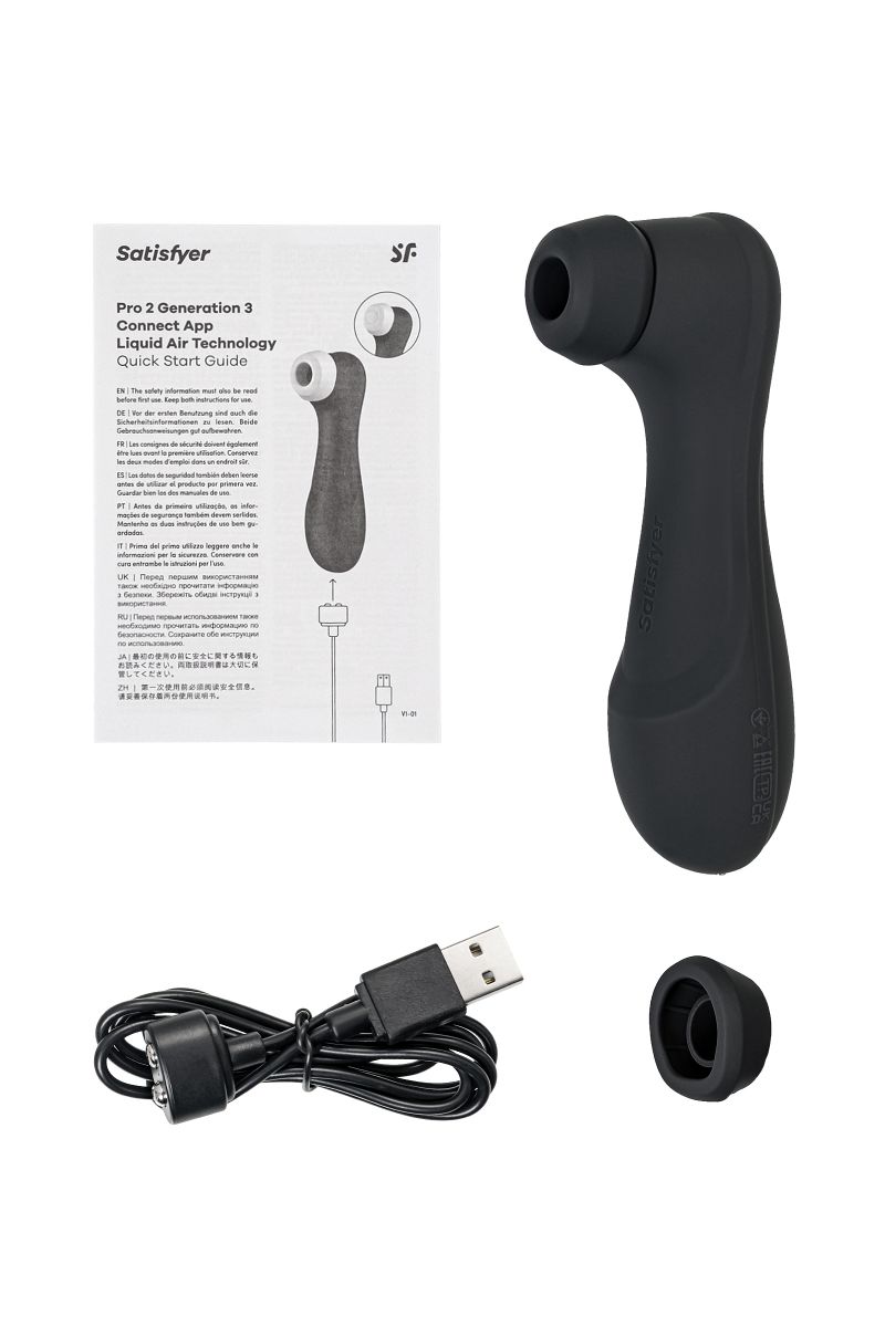 Черный вакуумный стимулятор клитора Satisfyer Pro 2 Generation 3 6