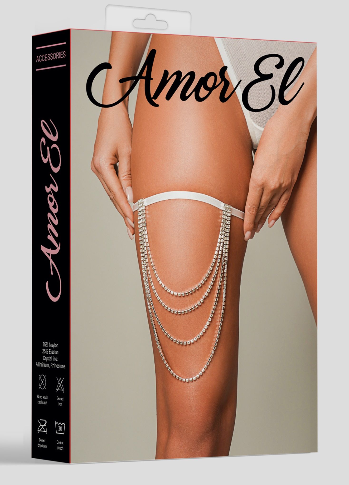 Оригинальная подвязка на ногу с цепочками из кристаллов 5