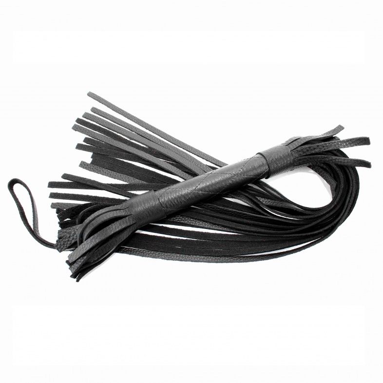 Чёрная плетка из натуральной кожи - 60 см. 1