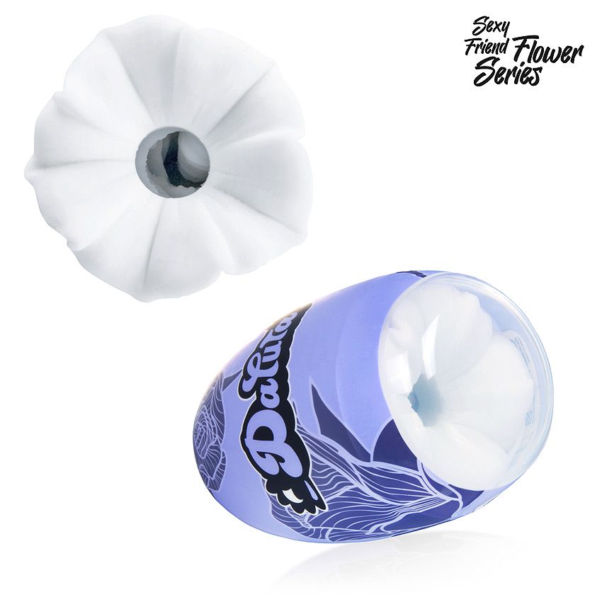 Белый нереалистичный мастурбатор в форме бутона цветка Datura 4