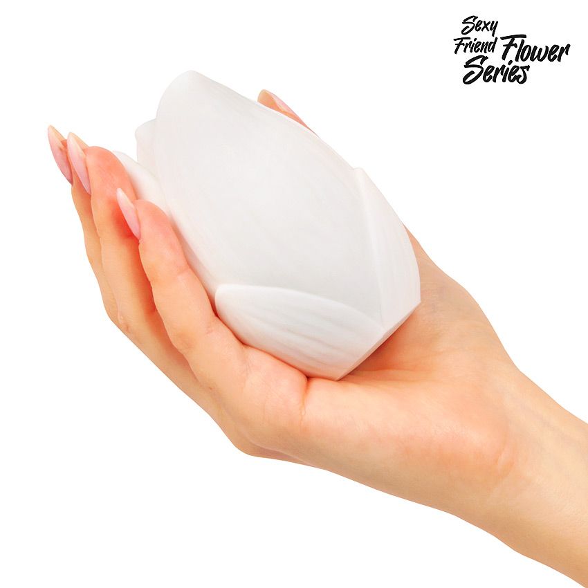 Белый нереалистичный мастурбатор в форме бутона цветка Lotus 6