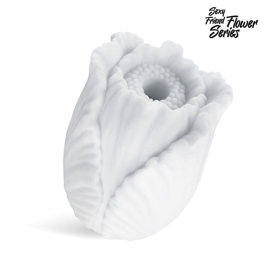 Белый нереалистичный мастурбатор в форме бутона цветка Tulips 1