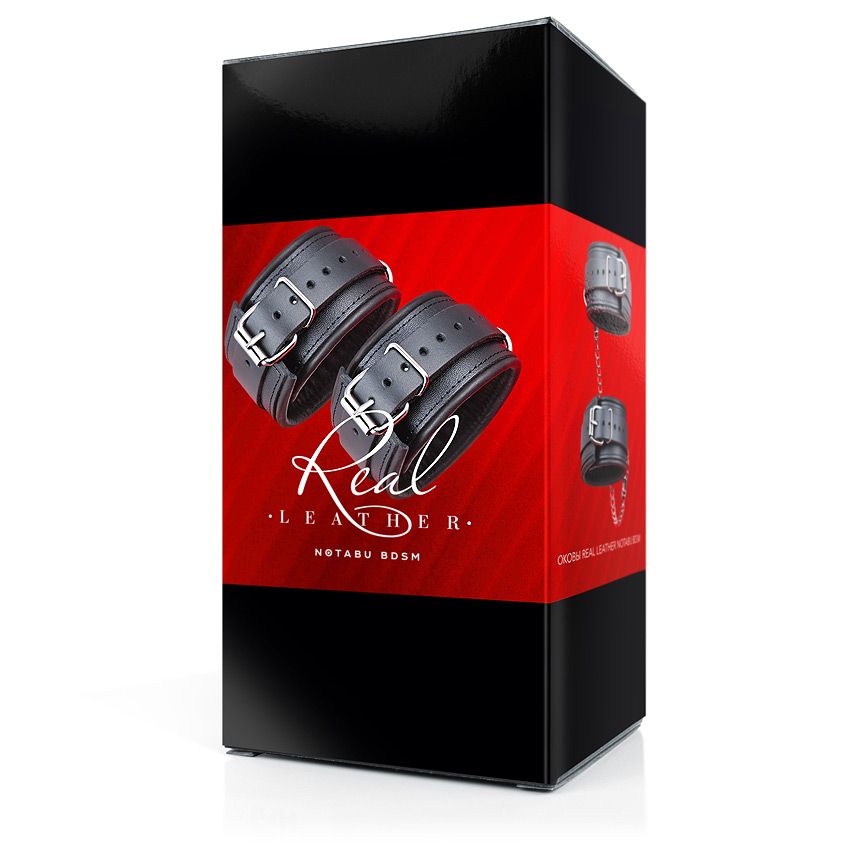 Черные кожаные оковы на цепочке с карабинами 3