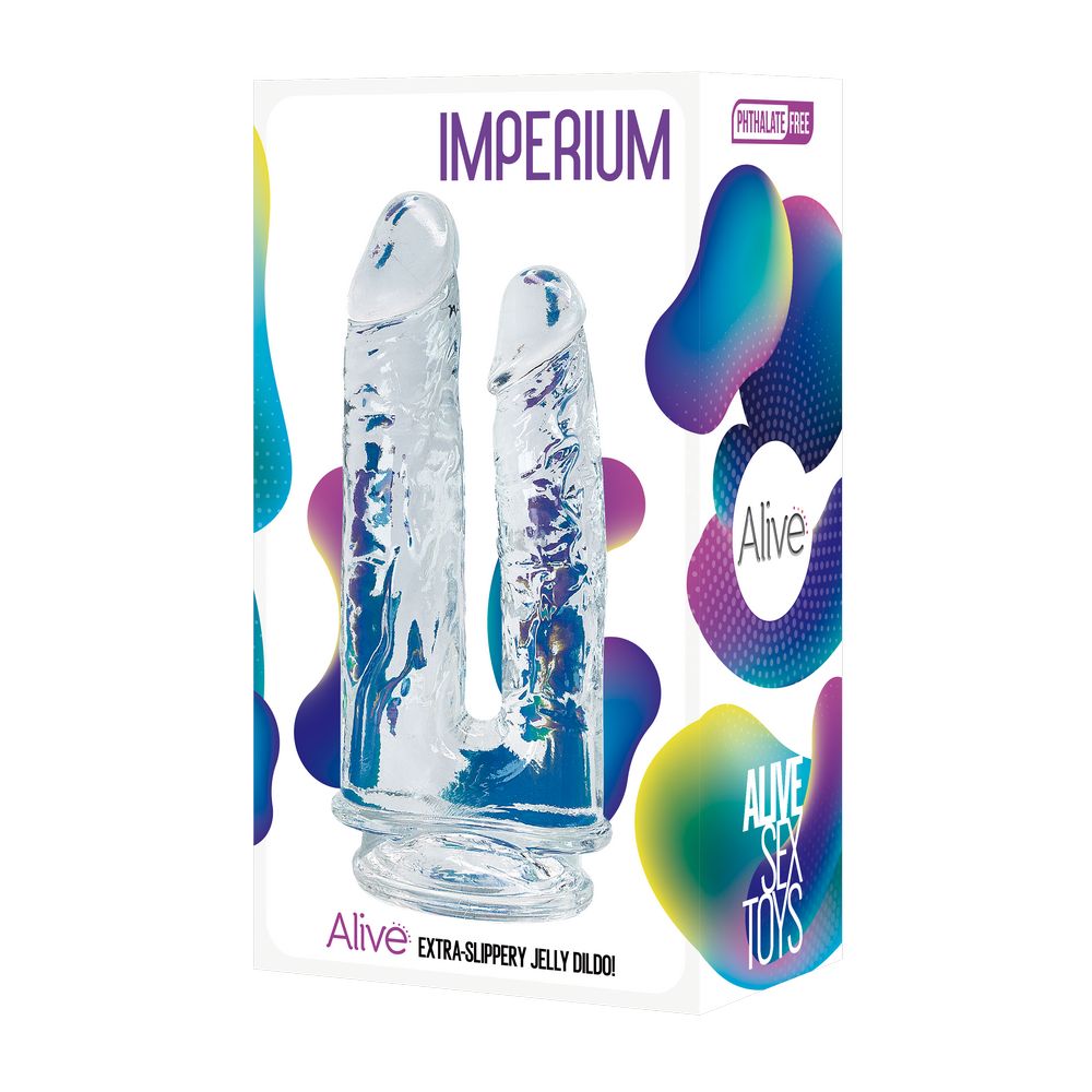 Прозрачный анально-вагинальный фаллоимитатор на присоске Imperium Jelly Dildo - 18 см. 2
