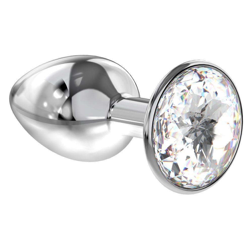 Серебристая анальная пробка Sparkle XL с прозрачным кристаллом - 11 см. 3
