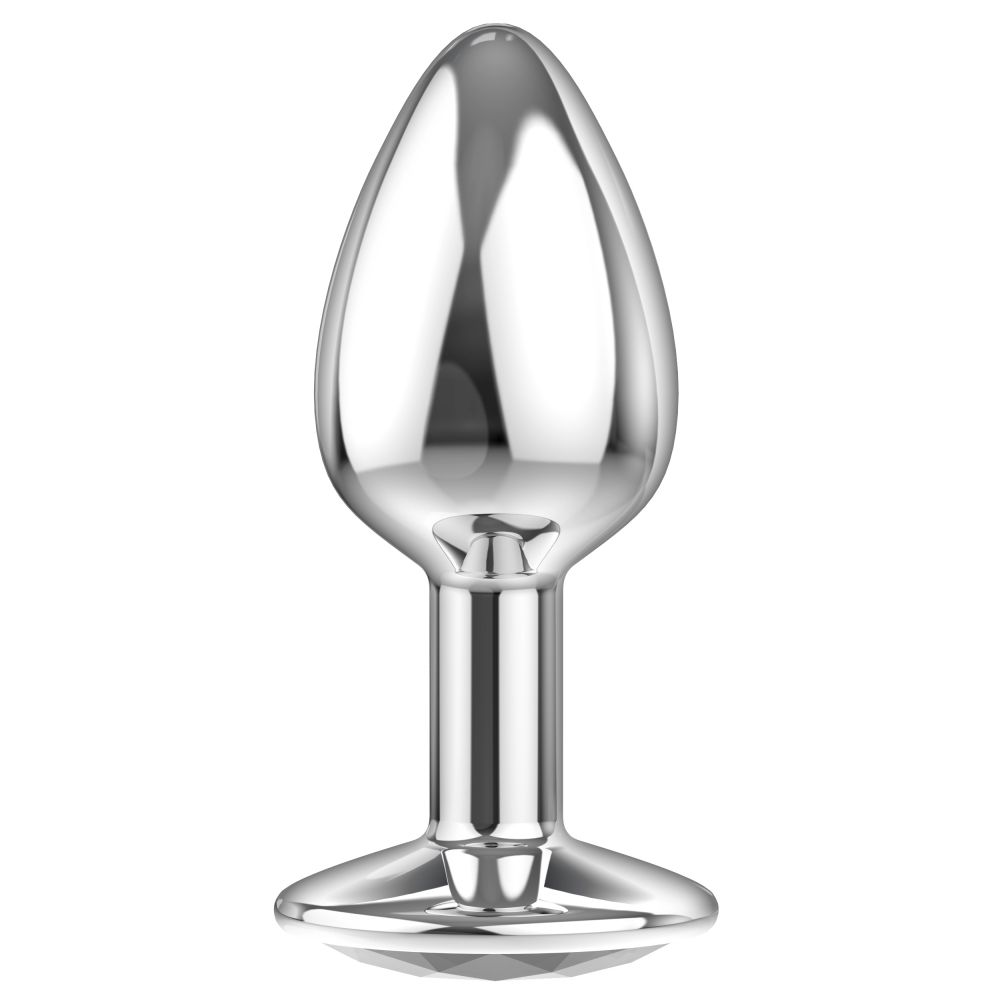 Серебристая анальная пробка Sparkle XL с прозрачным кристаллом - 11 см. 1