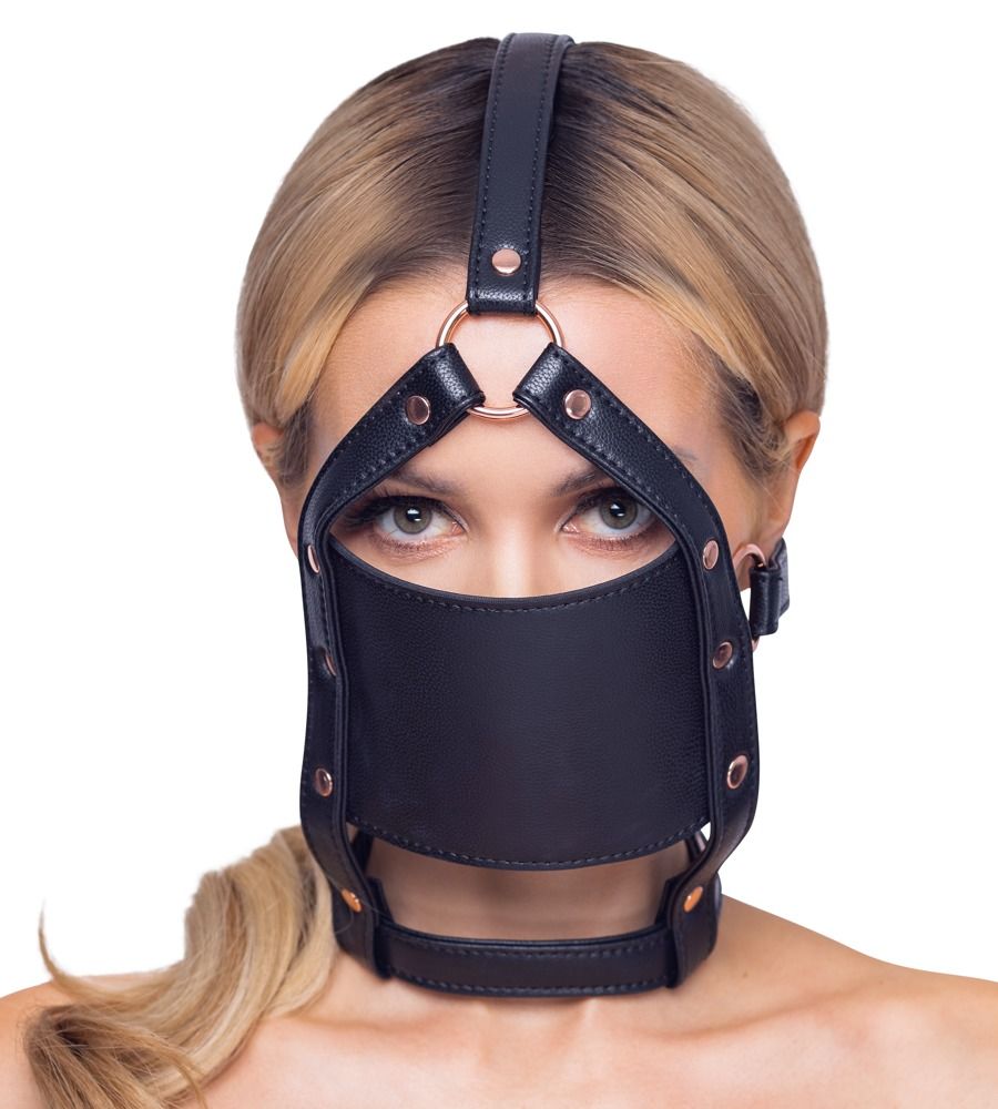 Черный намордник с кляпом-шаром Head Harness With A Gag 2