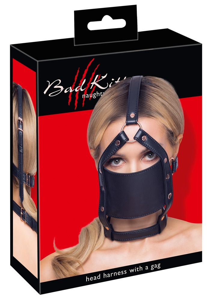Черный намордник с кляпом-шаром Head Harness With A Gag 4