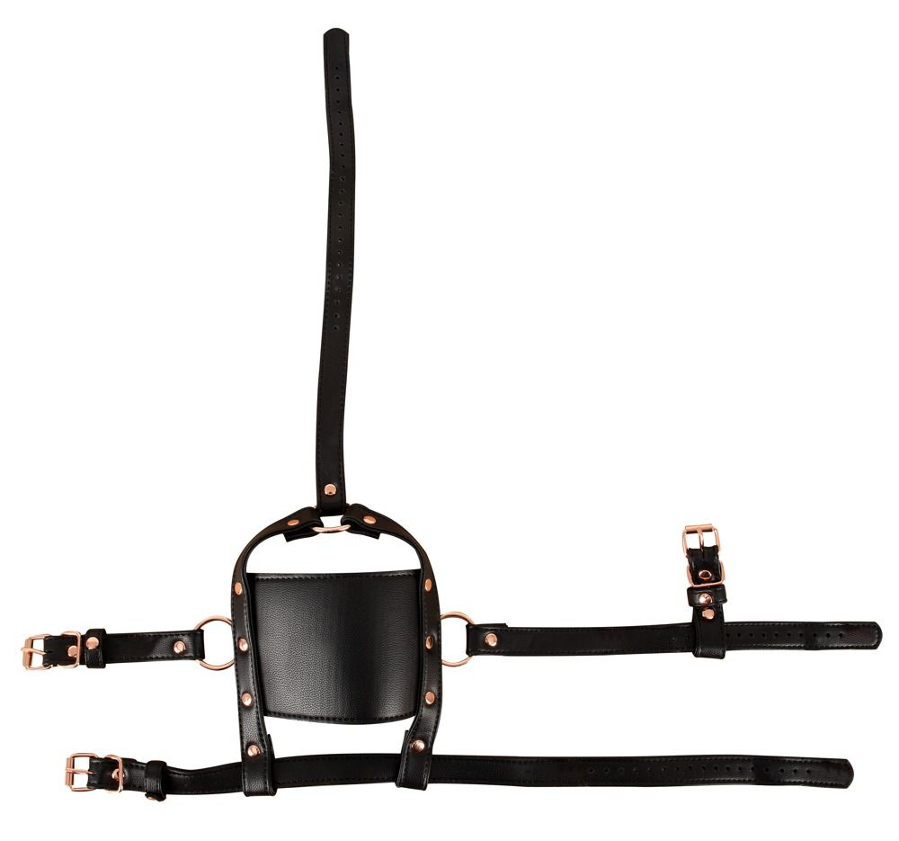 Черный намордник с кляпом-шаром Head Harness With A Gag 7