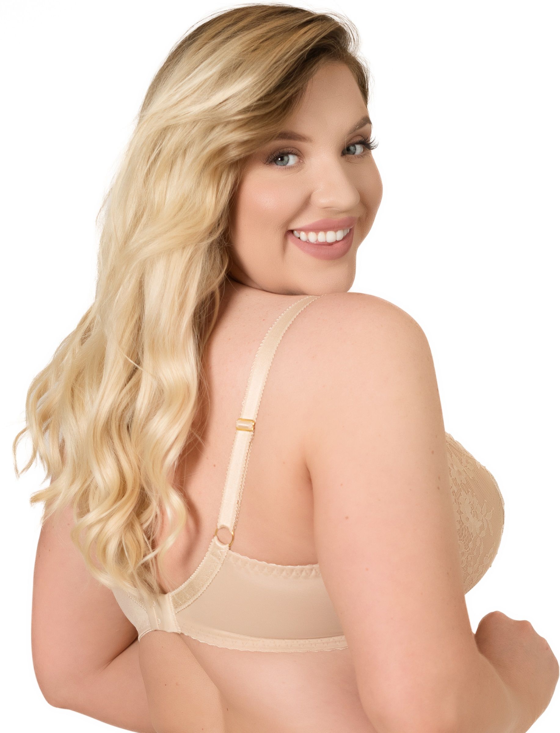 Телесный бюстгальтер с мягкой чашкой из кружева с «ресничками» 2