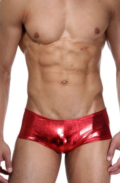 Ярко-красные трусы-хипсы из гладкого блестящего материала 1