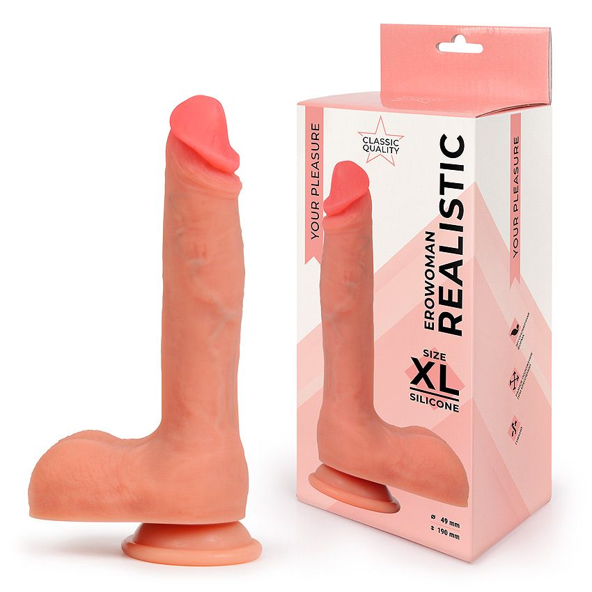 Реалистичный фаллоимитатор на присоске Erowoman Realistic XL 2