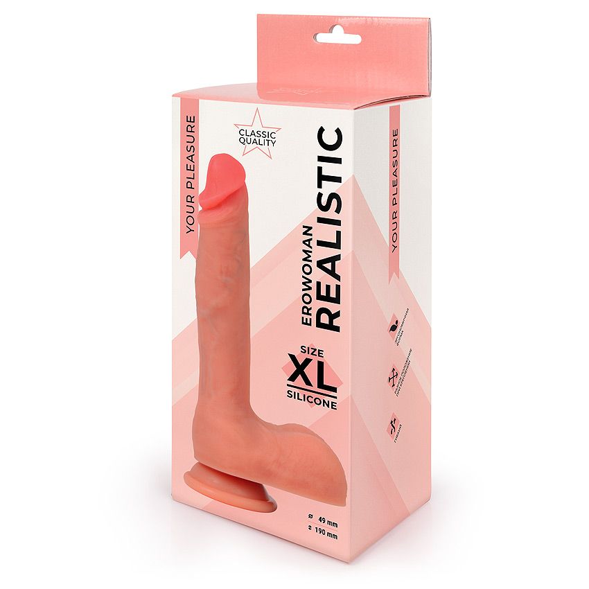 Реалистичный фаллоимитатор на присоске Erowoman Realistic XL 3