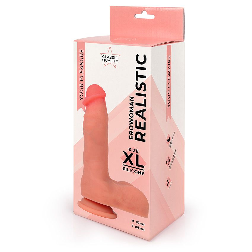 Телесный фаллоимитатор на присоске Erowoman Realistic 3