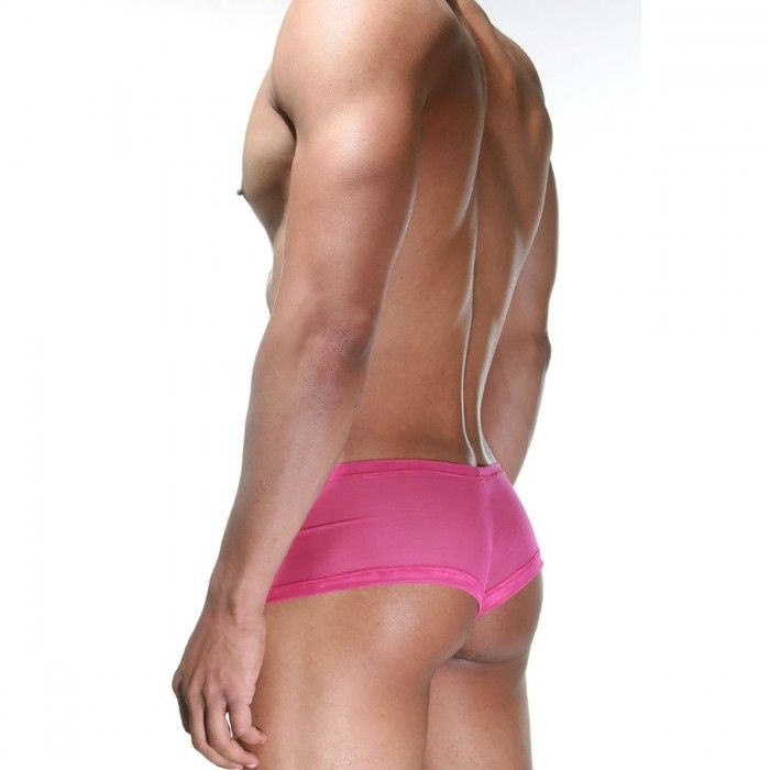 Розовые трусы-хипсы с черной сетчатой вставкой 2